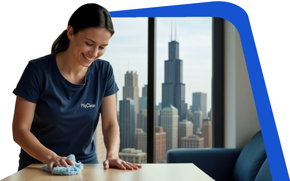 MyClean Professional house cleaner cleaning a table in Chicago