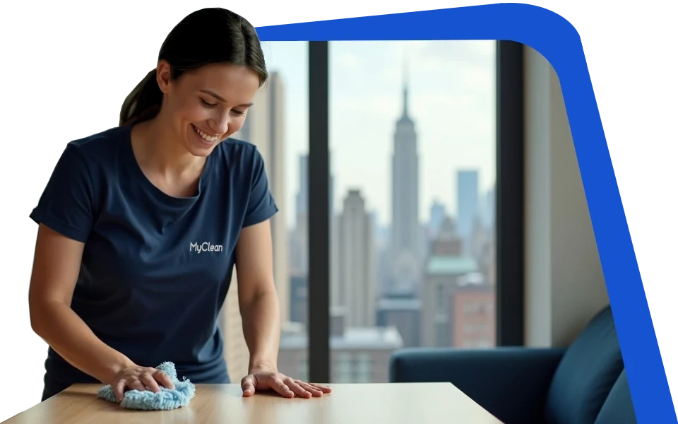 MyClean Professional house cleaner cleaning a table in NYC
